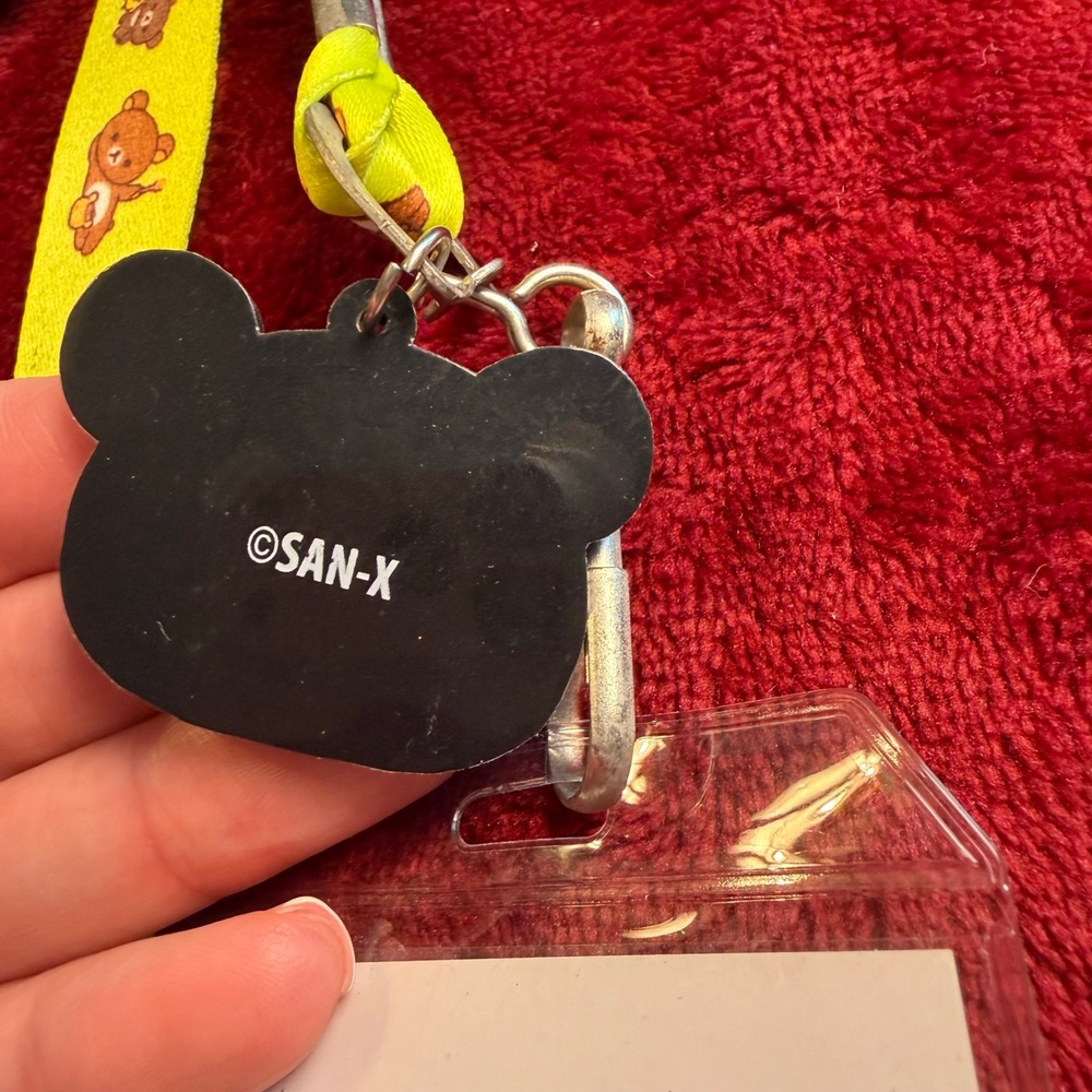 San-X Rilakkuma Lanyard ID Badge Holder Yellow Bear Charm Korilakkuma Kiiroitori - Picture 2 of 2